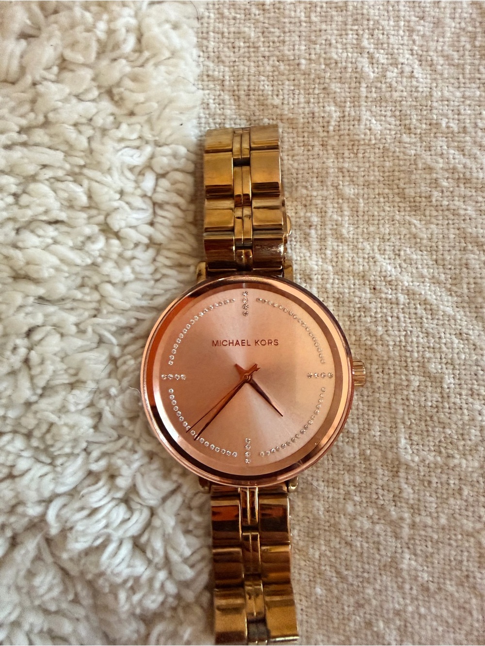 Michael Kors Rose Gold Tone Bracelet Watch with Crystal Hour Markers